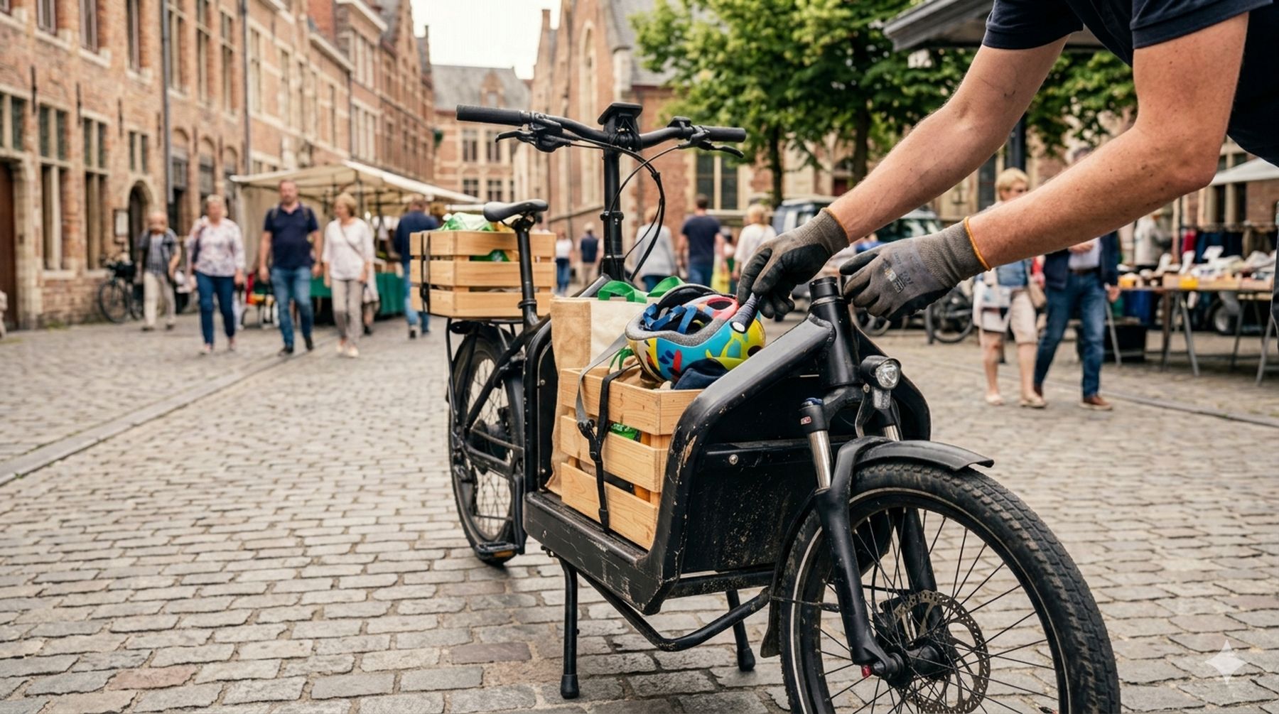 un velo cargo en milieu urbain